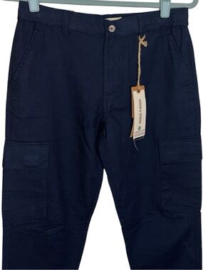 Hudson & Barrow Cargo Pants 100% Cotton Navy Blue Slim Stretch Men’s Size Small